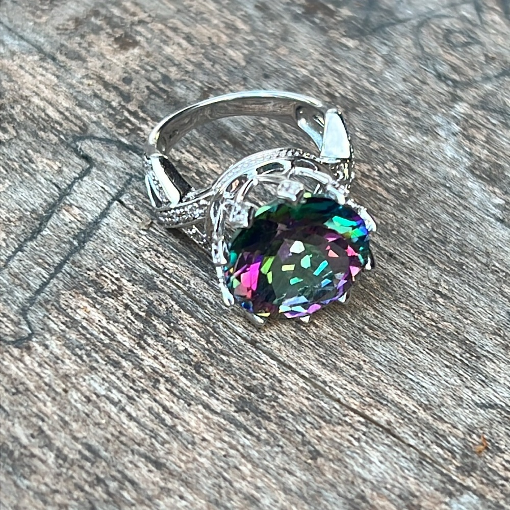 Size 6 Large Mystic Topaz Statement Ring - image 5